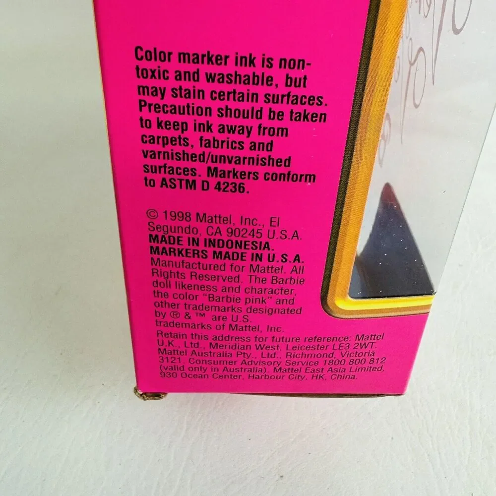 Barbie Very Velvet Doll 20528 Vintage 1998 Markers‎ Stickers Blonde New